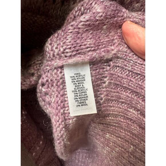 Anthropologie Hinge Women's V-Neck Knit Oversized Cardigan Sz M Purple Gray - Picture 7 of 7